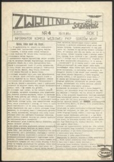 Zwrotnica. Biuletyn Informacyjny Komisji Zakładowej NSZZ "Solidarność" PKP Węzeł Gorzów Wlkp. 1981, nr 4