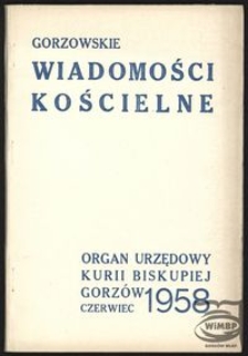 Gorzowskie Wiadomości Kościelne 1958, nr 6