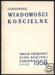 Gorzowskie Wiadomości Kościelne 1958, nr 7