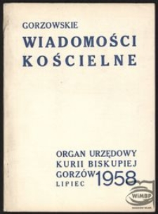 Gorzowskie Wiadomości Kościelne 1958, nr 7