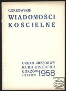 Gorzowskie Wiadomości Kościelne 1958, nr 8