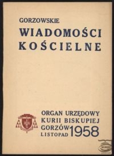 Gorzowskie Wiadomości Kościelne 1958, nr 11