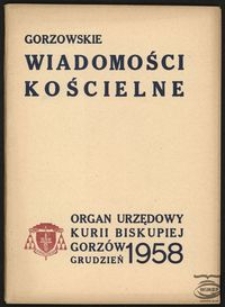 Gorzowskie Wiadomości Kościelne 1958, nr 12