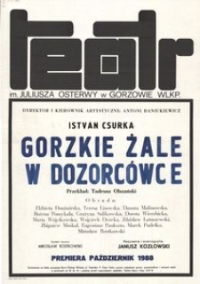 [Afisz] Csurka, István "Gorzkie żale w dozorcówce"