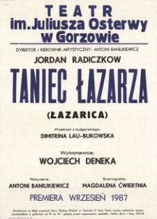 [Afisz] Radiczkow Jordan, "Taniec Łazarza" (Łazarica), przekład z bułgarskiego Dimitrina Lau-Bukowska