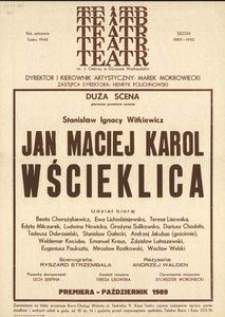 [Afisz] Stanisław Ignacy Witkiewicz "Jan Maciej Karol Wścieklica"