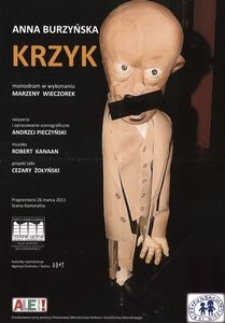 [Plakat] Burzyńska Anna, "Krzyk" monogram w wykonaniu Marzeny Wieczorek