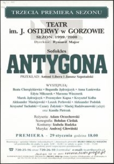 [Afisz] Sofokles "Antygona", przekład Antoni Libera i Janusz Szpotański
