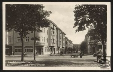 Landsberg (Warthe), Bahnhofstrasse mit Stadtsparkasse