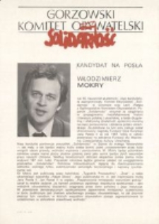 [Plakat] Gorzowski Komitet Obywatelski "Solidarność" Kandydat na posła Włodzimierz Mokry