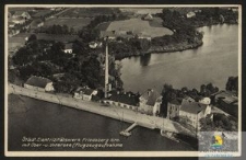 Städt. Elektrizitätswerk Friedeberg Nm. mit Ober -u. Untersee (Flugzeugaufnahme)