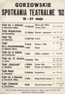 [Afisz] Gorzowskie Spotkania Teatralne '92