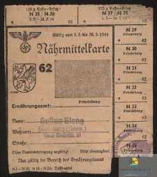 Kartka żywnościowa: Nahrmittelkarte 62, Friedeberg