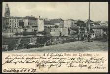 Gruss aus Landsberg a. W. : Stadtansicht mit Warthebrücke