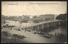Landsberg a. W. : Notbrücke erbaut nach dem Brande der alten Warthebrücke