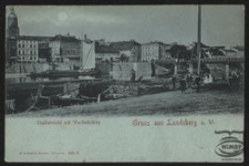 Gruss aus Landsberg a. W. : Stadtansicht mit Warthebrücke