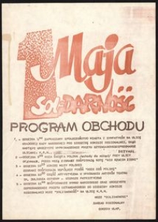 [Druk ulotny] 1 Maja : program obchodu : Solidarność