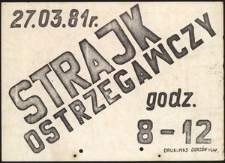 [Plakat] Strajk ostrzegawczy 27.03.81 r.