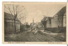 Gruss aus Limmritz N.-M. : Kirche mit Dorfansicht