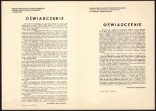 [Druk ulotny] Oświadczenie byłego wiceprzewodniczącego Zarządu Regionalnego "Solidarność" w Gorzowie Wielkopolskim : Gorzów Wlkp., 17.12.1981 r.