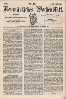 Neum&auml;rksches Wochenblatt : Zeitschrift f&uuml;r Politik, Tages-Ereignisse und Unterhaltung, 1867, Jg. 48, Nr. 11