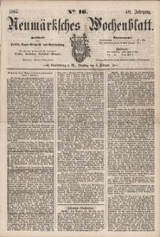 Neum&auml;rksches Wochenblatt : Zeitschrift f&uuml;r Politik, Tages-Ereignisse und Unterhaltung, 1867, Jg. 48, Nr. 16