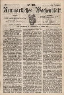 Neum&auml;rksches Wochenblatt : Zeitschrift f&uuml;r Politik, Tages-Ereignisse und Unterhaltung, 1867, Jg. 48, Nr. 20