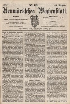 Neum&auml;rksches Wochenblatt : Zeitschrift f&uuml;r Politik, Tages-Ereignisse und Unterhaltung, 1867, Jg. 48, Nr. 29
