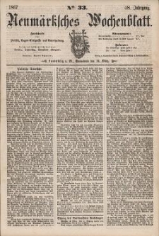 Neum&auml;rksches Wochenblatt : Zeitschrift f&uuml;r Politik, Tages-Ereignisse und Unterhaltung, 1867, Jg. 48, Nr. 33