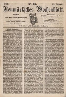 Neum&auml;rksches Wochenblatt : Zeitschrift f&uuml;r Politik, Tages-Ereignisse und Unterhaltung, 1867, Jg. 48, Nr. 56