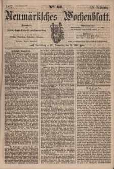 Neum&auml;rksches Wochenblatt : Zeitschrift f&uuml;r Politik, Tages-Ereignisse und Unterhaltung, 1867, Jg. 48, Nr. 61