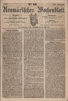 Neum&auml;rksches Wochenblatt : Zeitschrift f&uuml;r Politik, Tages-Ereignisse und Unterhaltung, 1867, Jg. 48, Nr. 62