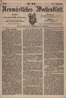 Neum&auml;rksches Wochenblatt : Zeitschrift f&uuml;r Politik, Tages-Ereignisse und Unterhaltung, 1867, Jg. 48, Nr. 64