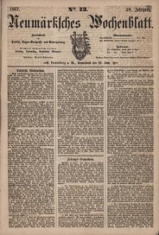 Neum&auml;rksches Wochenblatt : Zeitschrift f&uuml;r Politik, Tages-Ereignisse und Unterhaltung, 1867, Jg. 48, Nr. 73