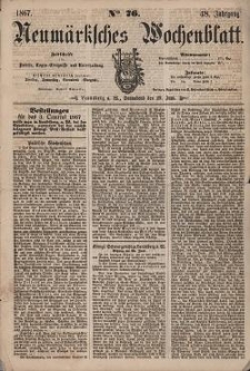Neum&auml;rksches Wochenblatt : Zeitschrift f&uuml;r Politik, Tages-Ereignisse und Unterhaltung, 1867, Jg. 48, Nr. 76
