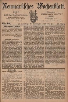 Neum&auml;rksches Wochenblatt : Zeitschrift f&uuml;r Politik, Tages-Ereignisse und Unterhaltung, 1875, Jg. 56, Nr. 38