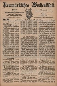 Neum&auml;rksches Wochenblatt : Zeitschrift f&uuml;r Politik, Tages-Ereignisse und Unterhaltung, 1875, Jg. 56, Nr. 49