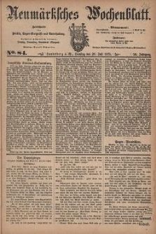 Neum&auml;rksches Wochenblatt : Zeitschrift f&uuml;r Politik, Tages-Ereignisse und Unterhaltung, 1875, Jg. 56, Nr. 84