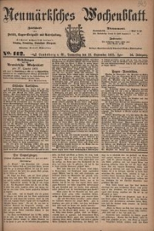 Neum&auml;rksches Wochenblatt : Zeitschrift f&uuml;r Politik, Tages-Ereignisse und Unterhaltung, 1875, Jg. 56, Nr. 112