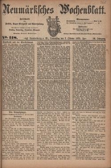 Neum&auml;rksches Wochenblatt : Zeitschrift f&uuml;r Politik, Tages-Ereignisse und Unterhaltung, 1875, Jg. 56, Nr. 118