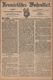 Neum&auml;rksches Wochenblatt : Zeitschrift f&uuml;r Politik, Tages-Ereignisse und Unterhaltung, 1875, Jg. 56, Nr. 134