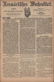 Neum&auml;rksches Wochenblatt : Zeitschrift f&uuml;r Politik, Tages-Ereignisse und Unterhaltung, 1875, Jg. 56, Nr. 138