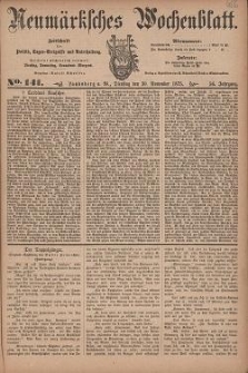 Neum&auml;rksches Wochenblatt : Zeitschrift f&uuml;r Politik, Tages-Ereignisse und Unterhaltung, 1875, Jg. 56, Nr. 141