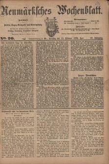 Neum&auml;rksches Wochenblatt : Zeitschrift f&uuml;r Politik, Tages-Ereignisse und Unterhaltung, 1876, Jg. 57, Nr. 20