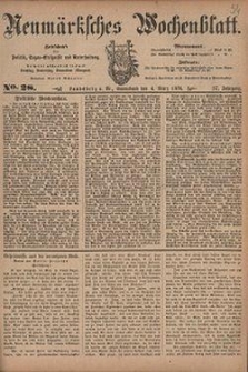Neum&auml;rksches Wochenblatt : Zeitschrift f&uuml;r Politik, Tages-Ereignisse und Unterhaltung, 1876, Jg. 57, Nr. 28