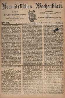 Neum&auml;rksches Wochenblatt : Zeitschrift f&uuml;r Politik, Tages-Ereignisse und Unterhaltung, 1876, Jg. 57, Nr. 42