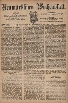 Neum&auml;rksches Wochenblatt : Zeitschrift f&uuml;r Politik, Tages-Ereignisse und Unterhaltung, 1876, Jg. 57, Nr. 43