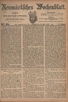 Neum&auml;rksches Wochenblatt : Zeitschrift f&uuml;r Politik, Tages-Ereignisse und Unterhaltung, 1876, Jg. 57, Nr. 45