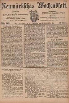 Neum&auml;rksches Wochenblatt : Zeitschrift f&uuml;r Politik, Tages-Ereignisse und Unterhaltung, 1876, Jg. 57, Nr. 62