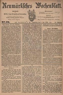 Neum&auml;rksches Wochenblatt : Zeitschrift f&uuml;r Politik, Tages-Ereignisse und Unterhaltung, 1876, Jg. 57, Nr. 79